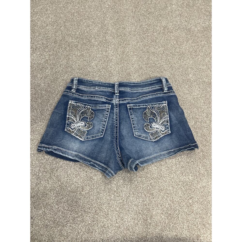 Y2K 00s Micro Mini Hot Pants YMI Jeans Premium Stitch Sz 7/28 Dark Wash low rise
